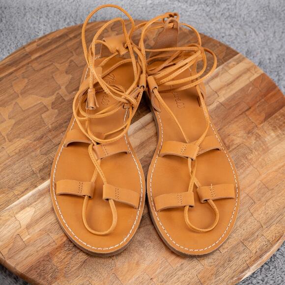Madewell Women Boardwalk Gladiator Lace Up Sandals Flats Shoes Sz 9.5 - Picture 2 of 5